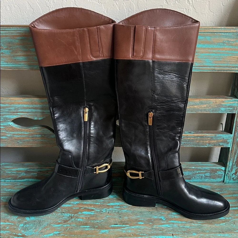 Vince Camuto Leather Knee High Boots Amanyir Size 6 Made in Brazil